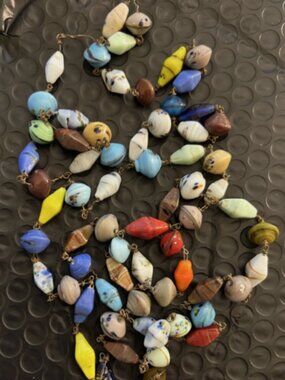 Vintage Art Deco Czech Style Glass Bead Flapper Necklace Wired 1920s 30s 50"